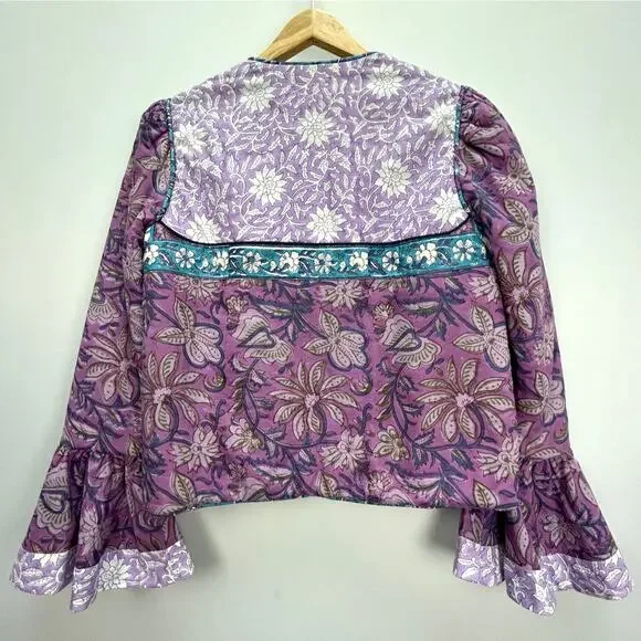NWT Alix of Bohemia Carnaby Floral Patchwork Jacket, Purple Amethyst, Sz S